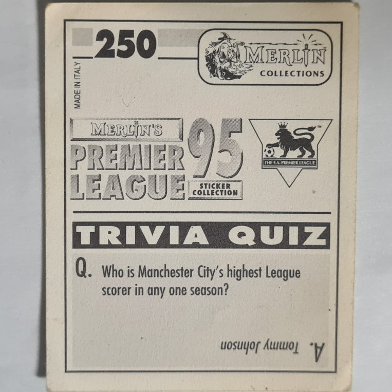 Dominic Matteo 1995 merlin premier league 95 sticker #250 Football Liverpool fair-good