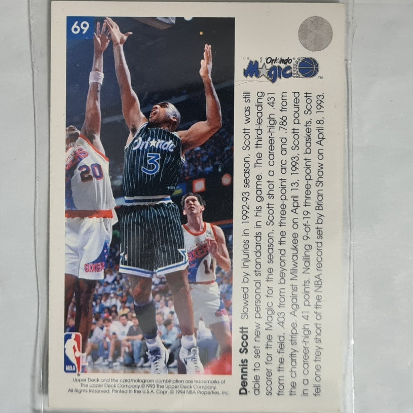 Dennis Scott 1993 Upper-Deck Pro View 3D #69 NBA Basketball Orlando Magic Excellent