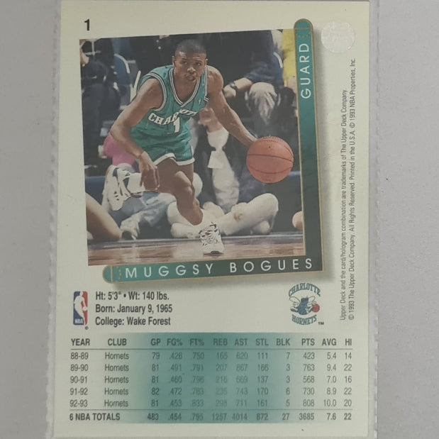 Muggsy Bogues 1993 Upper-Deck #1 NBA Basketball Phoenix Suns very good sleeved