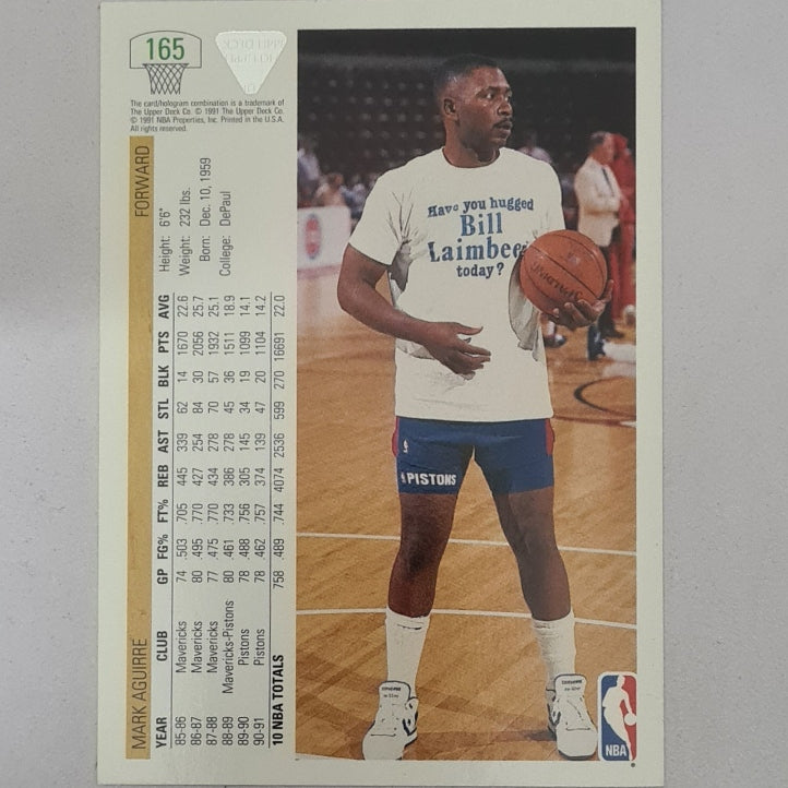 Mark Aguirre 1991 Upper-Deck #165 NBA Basketball Detroit Pistons Ex-mint