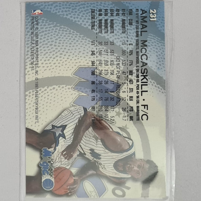 Amal McCaskill 1997 Fleer 96-97 Rookie RC #231 NBA Basketball Philadelphia Orlando Magic excellent Sleeved