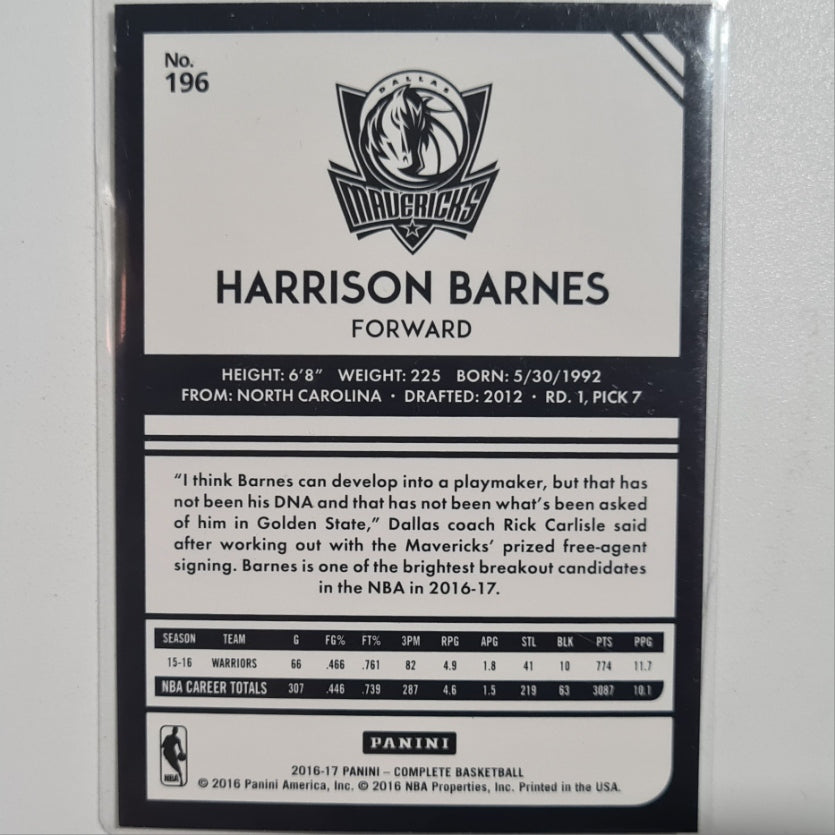 Harrison Barnes 2016-17 Panini Complete #196 NBA Basketball Dallas Mavericks excellent-mint