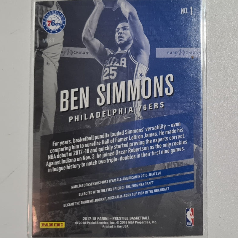Ben Simmons 2017-18 Panini Prestige rare mist variant #1 NBA Basketball Philadelphia 76ers excellent-mint