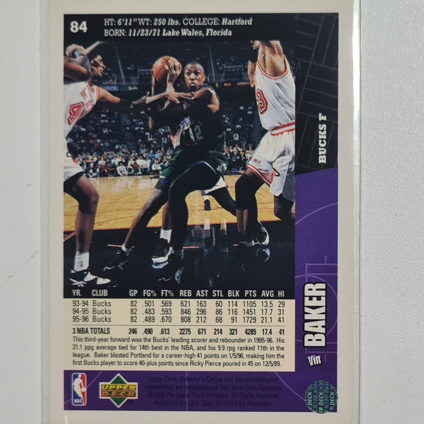 Vin Baker 1996 Upper-Deck collectors choice #84 NBA Basketball Milwaukee Bucks excellent Sleeved
