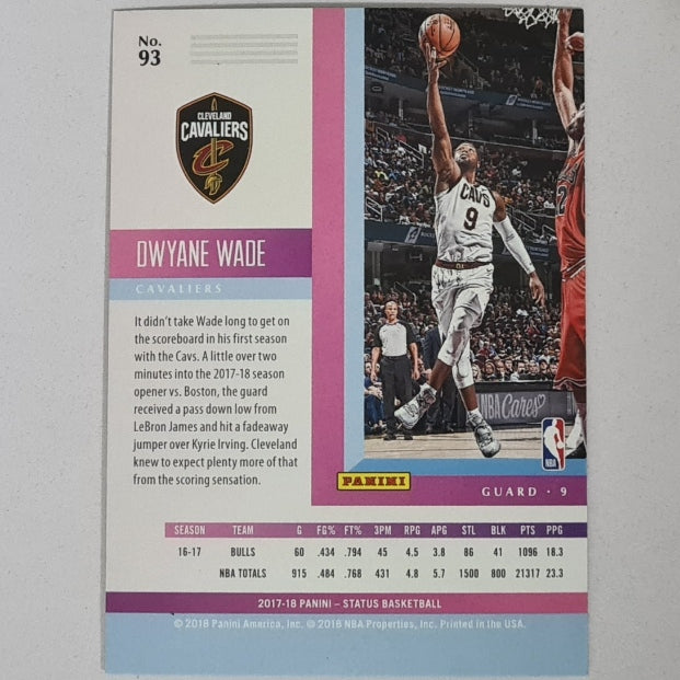Dwyane Wade 2017-18 Panini Status #93 NBA Basketball Cleveland Cavaliers Excellent