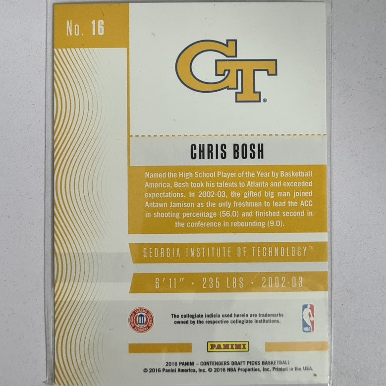 Chris Bosh 2016 Panini Contenders Draft picks #16 NBA Basketball Georgia Tech excellent sleeved