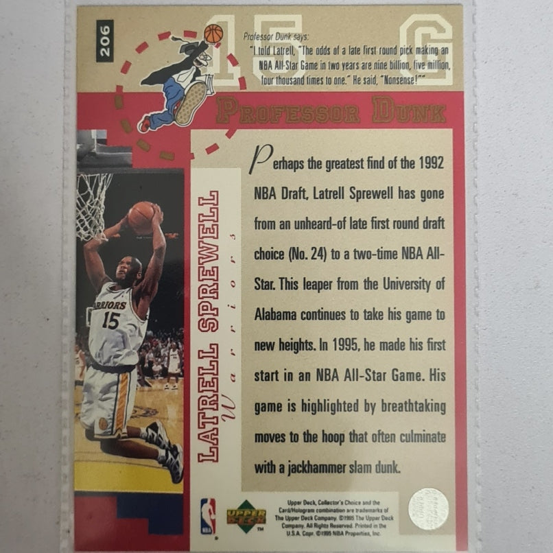 Latrell Sprewell 1995 Upper-Deck professor dunk #206 NBA Basketball Golden State Warriors Excellent