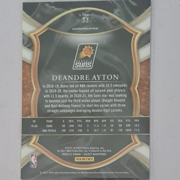 Deandre Ayton 2020-21 Panini Select blue concourse #33 NBA Basketball Phoenix Suns excellent Sleeved