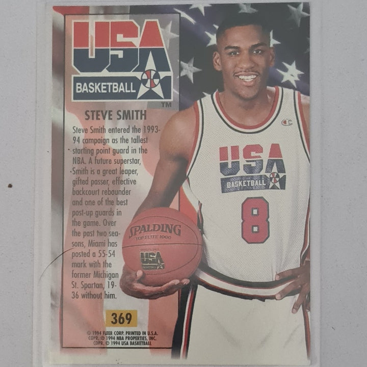 Steve Smith 1994 Fleer 93-94 USA Basketball NBA #369 NBA Basketball Excellent sleeved