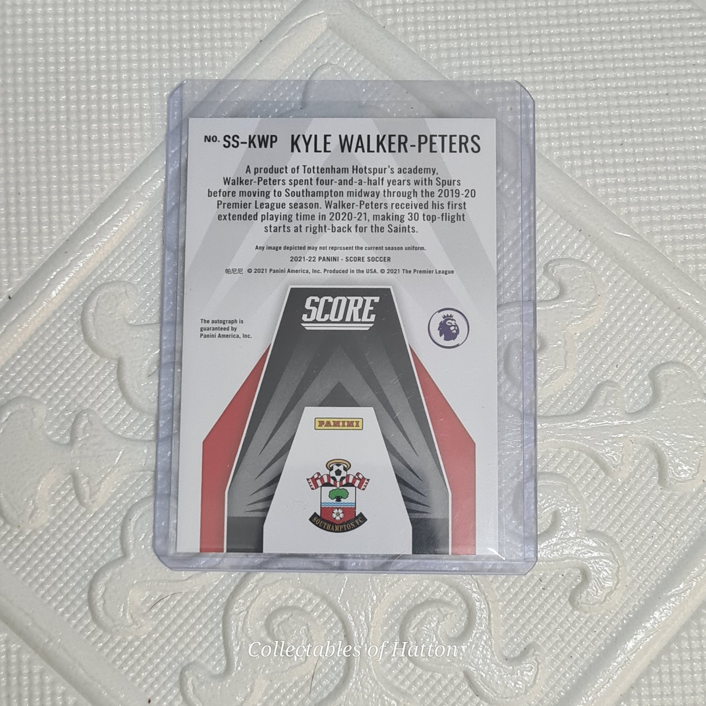 Kyle Walker-Peters 2021-22 Panini Score SS-SWP Signatures Autograph Southampton , ex sleeved