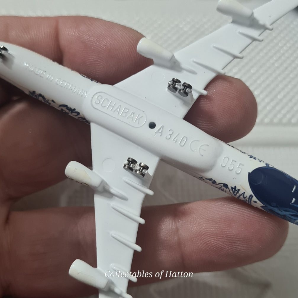Schabak 1:600 Airbus A-340 Gulf Air Jubilee Germany diecast plane boxed 955/32j