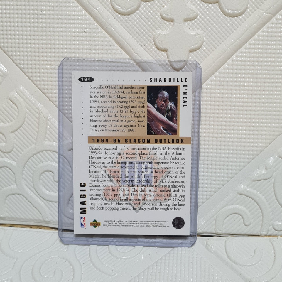 Shaquille O'Neal 1994 Upper-Deck collectors choice tip offs silver auto #184 NBA Basketball Orlando Magic very good Sleeved