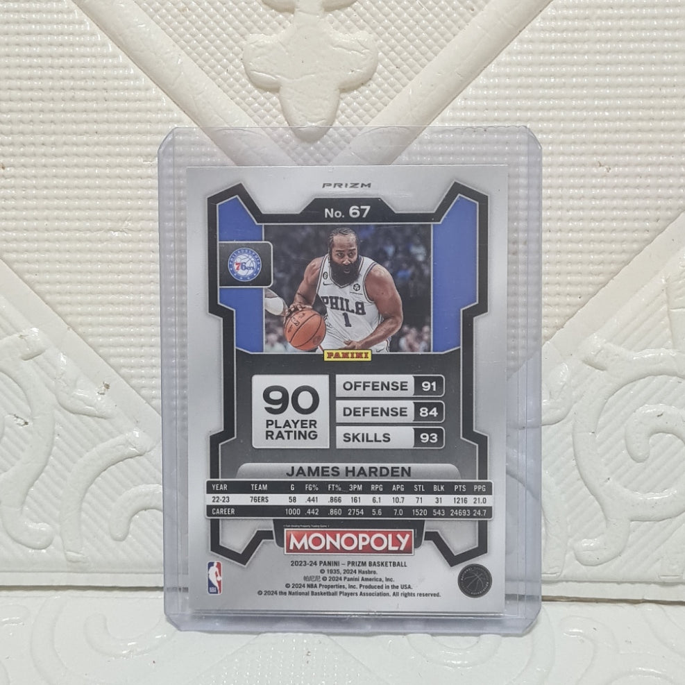 James Harden 2023-24 Panini prizm monopoly purple wave #67 NBA Basketball Philadelphia 76ers mint sleeved