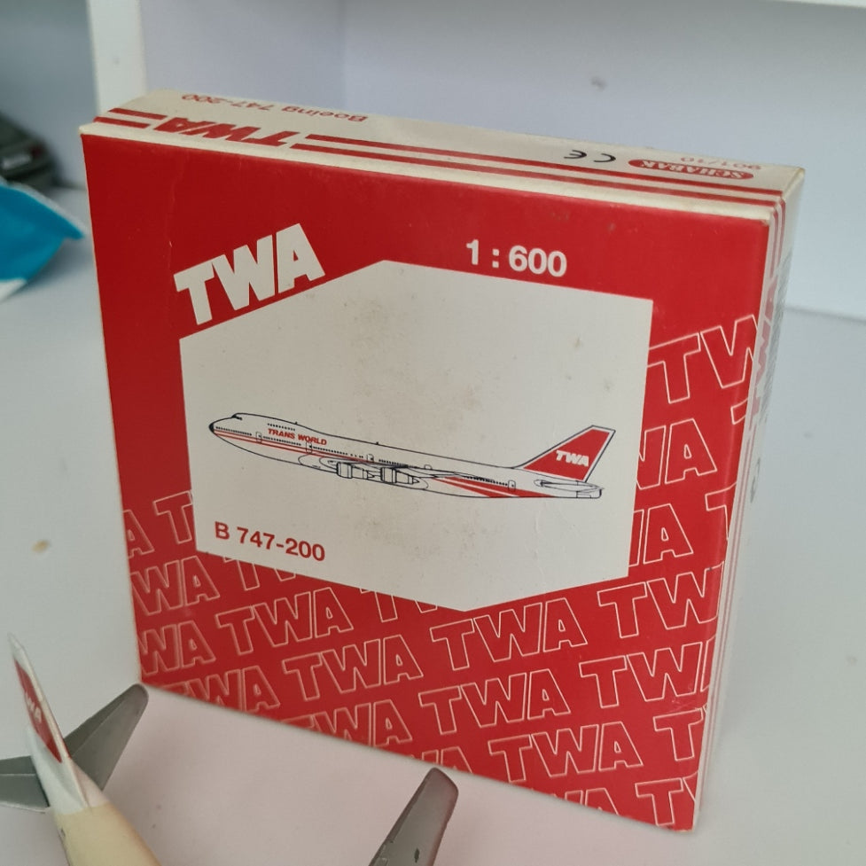 Schabak 1:600 Boeing 747-200 TWA German made Diecast plane 901/10