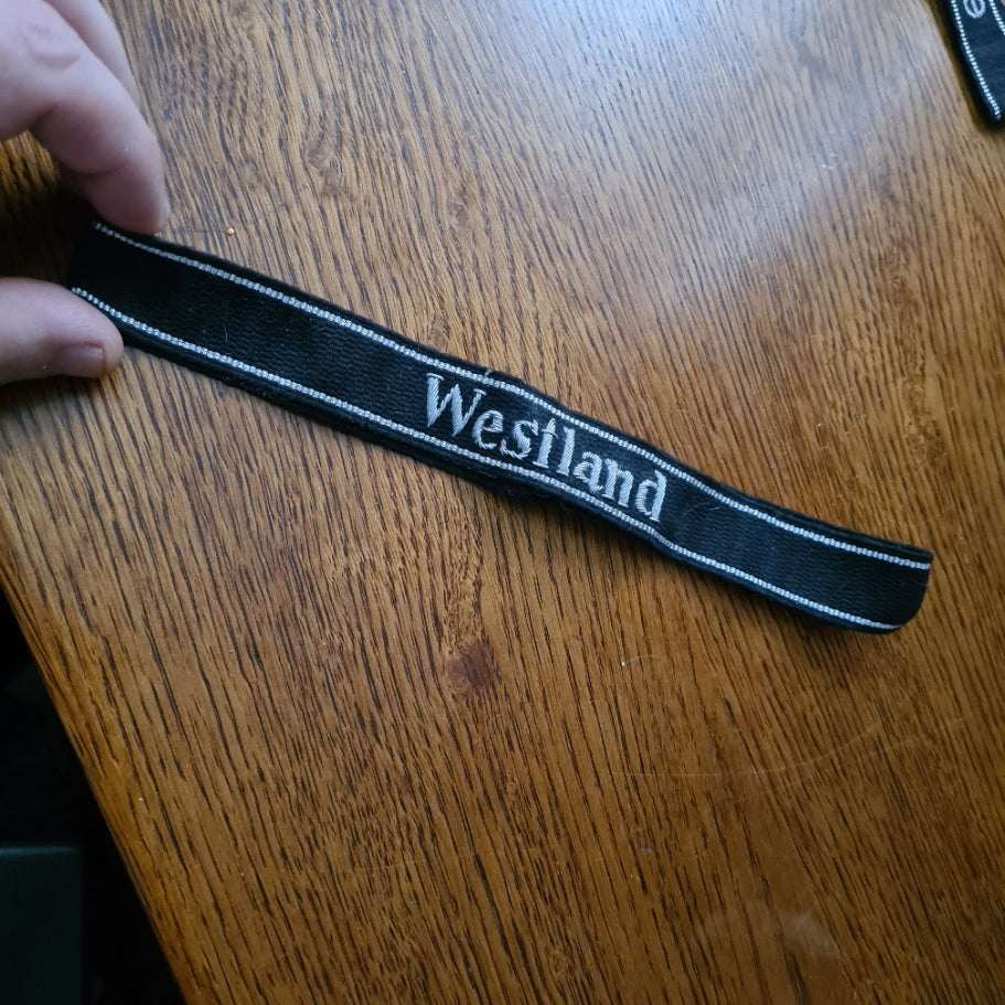WW2 German Westland cuff title , will be reproduction enactment i think ? ex movie department