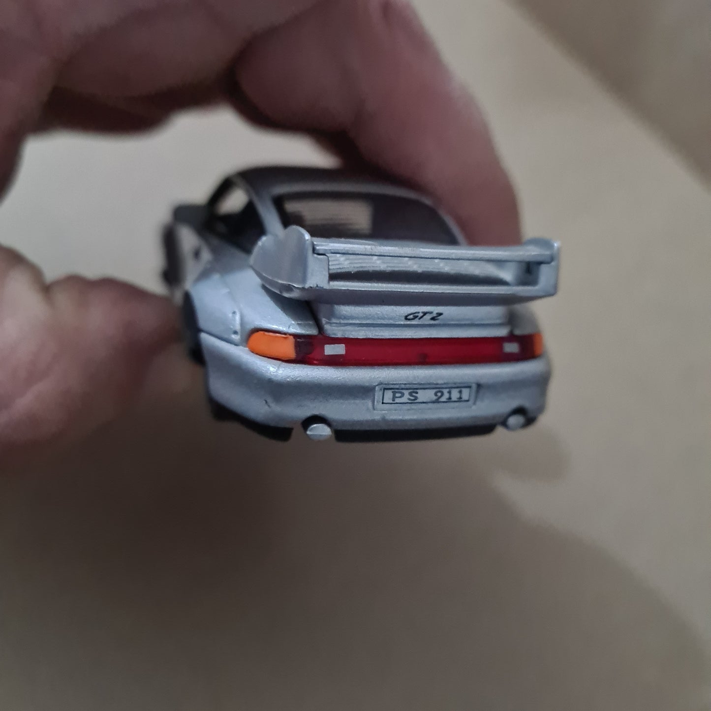 Schuco 1:43 Porsche 911 GT2 , Silver road car loose diecast model vgc