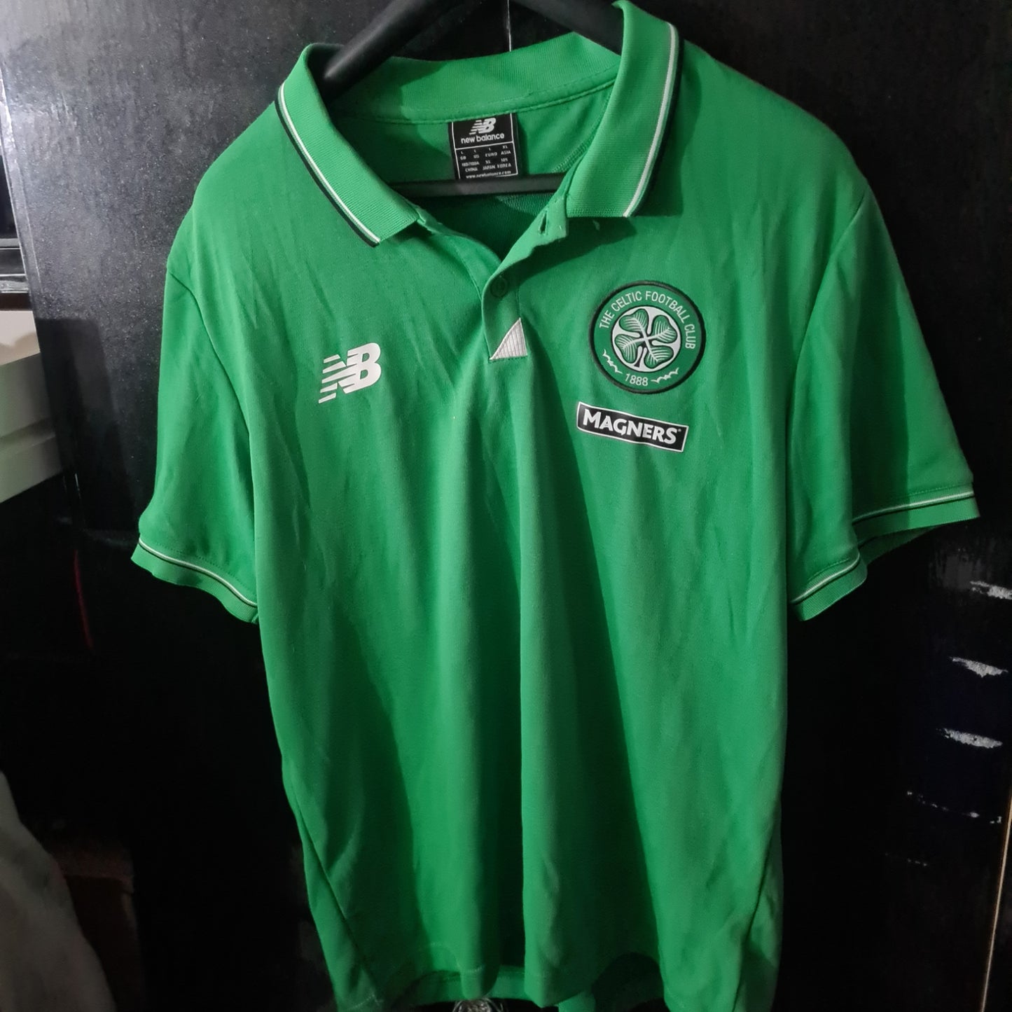 Celtic New Balance Mens Large Green Polo Shirt 2015-2016 Short Sleeve Polo nice