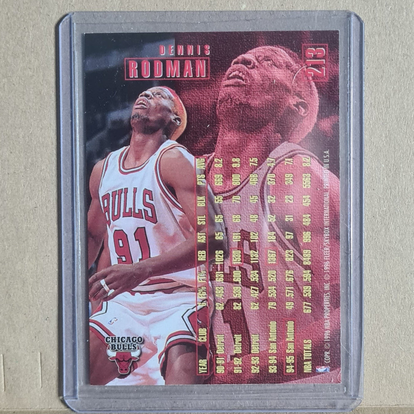 Dennis Rodman 1996 Fleer 95-96 #213 Chicago Bulls very good in protector