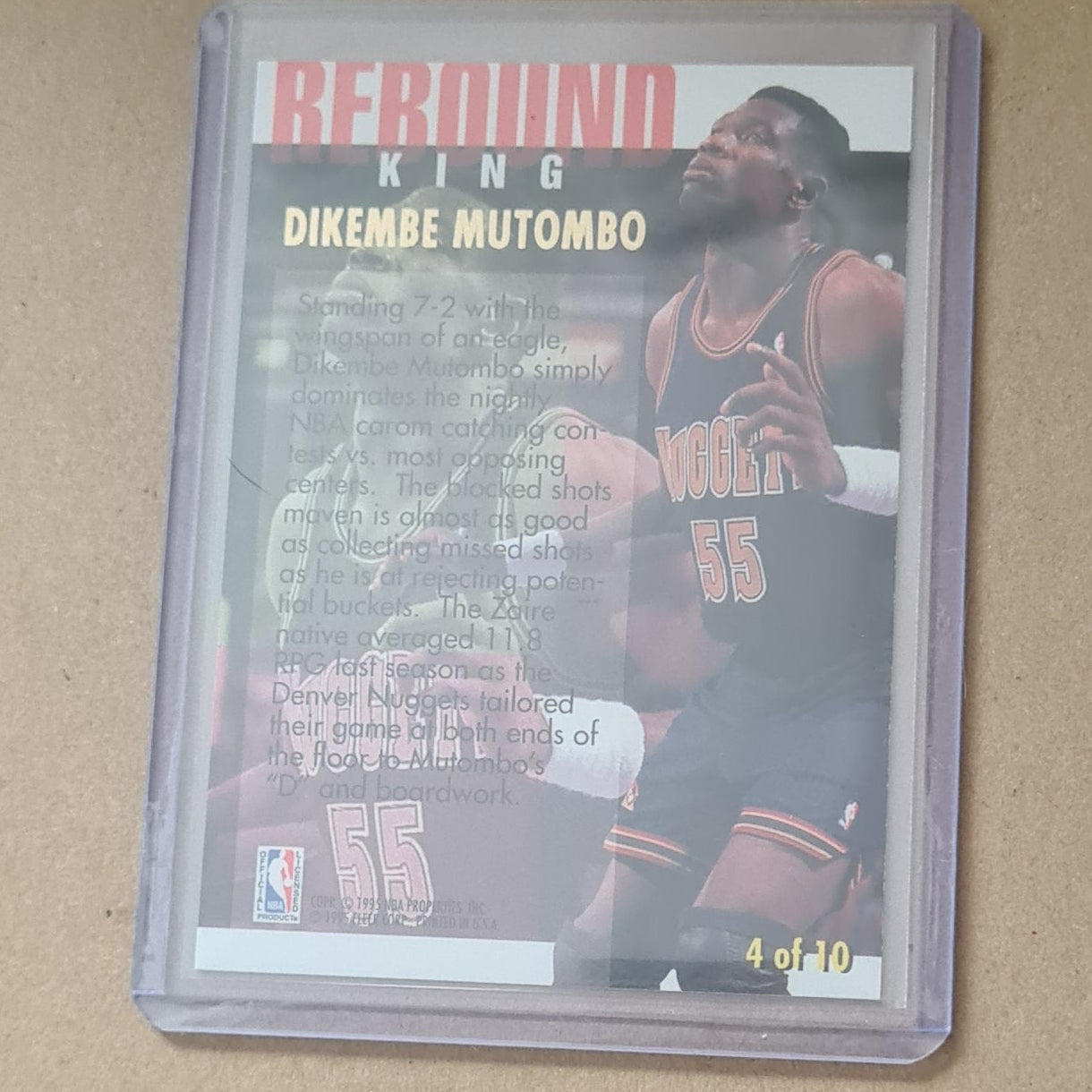Dikembe Mutombo 1995 Fleer Ultra 94-95 Rebound King 4 of 10 NBA Basketball Denver Nuggets Excellent Sleeved