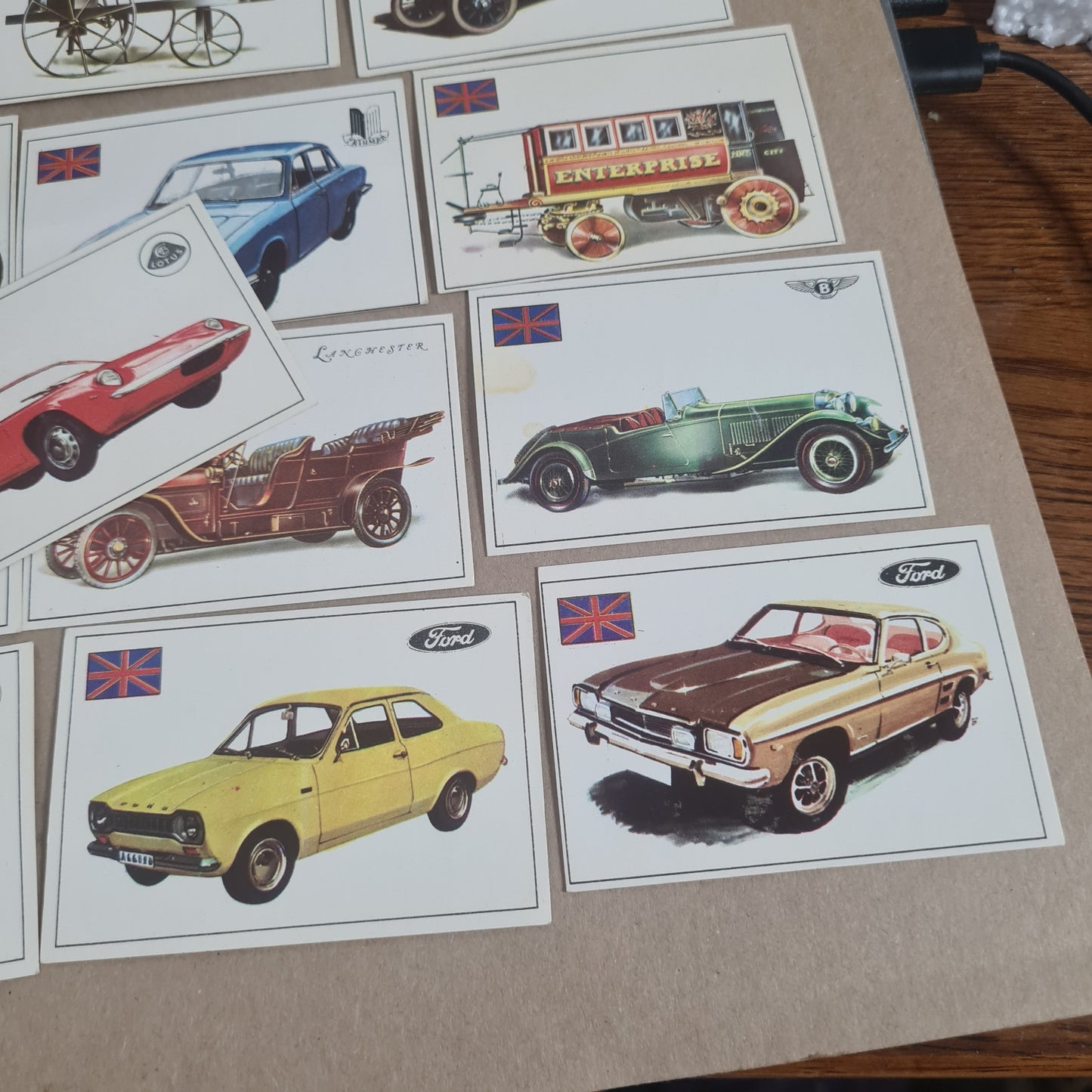 Famous Cars by Top Sellers LTD Trading cards 70's "British makes" bundle x17