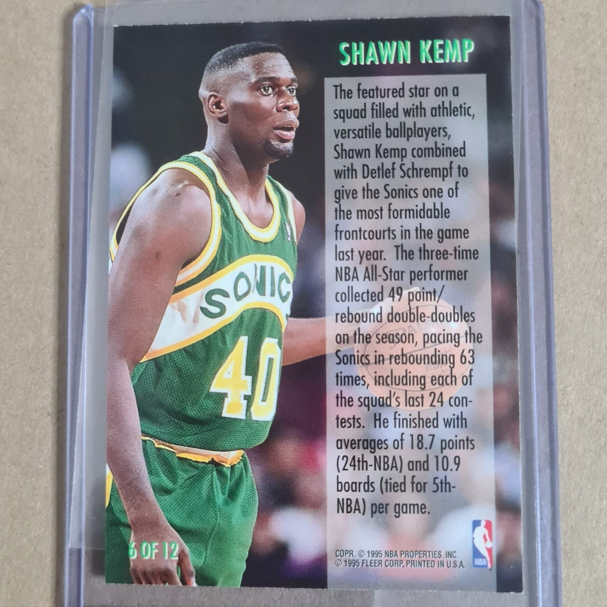 Shawn Kemp 1995 Fleer 95-96 Double Double 6 of 12 NBA Basketball card Seattle Super Sonics vgc+