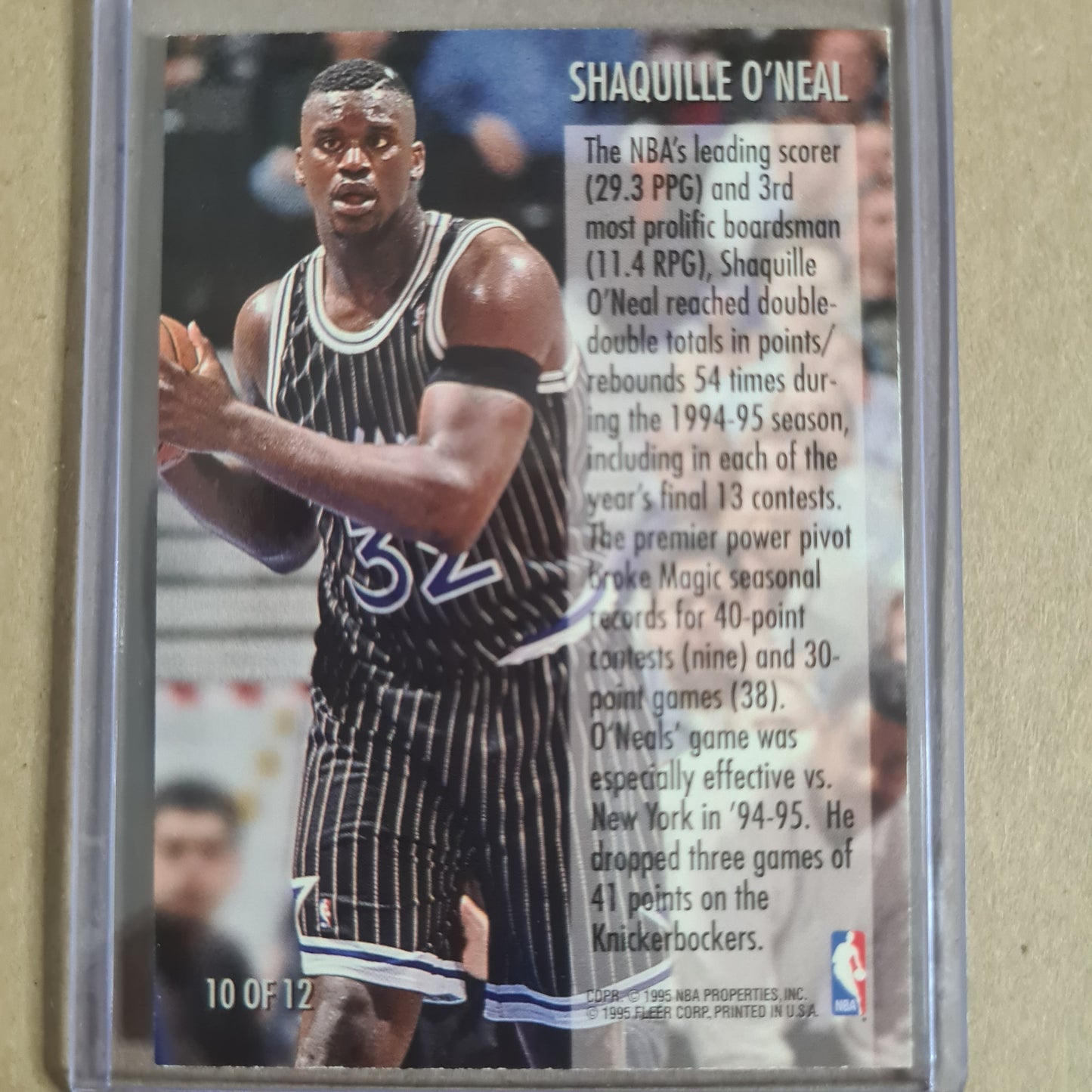Shaquille O'Neal 1995 Fleer 95-96 Double Double insert 10 of 12 NBA Basketball Orlando Magic VGC sleeved