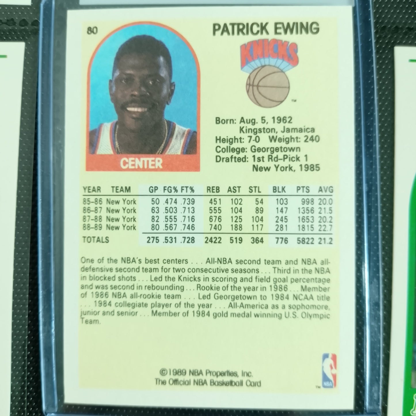 Patrick Ewing 1989 NBA Hoops #80 NBA Basketball New York Knicks superb Sleeved