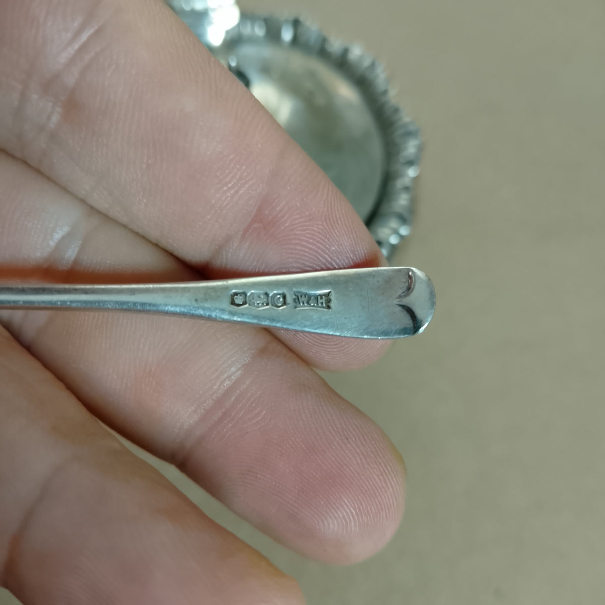 Vintage Sterling silver mustard tartar etc container bowl with spoon fish motiff 134grms