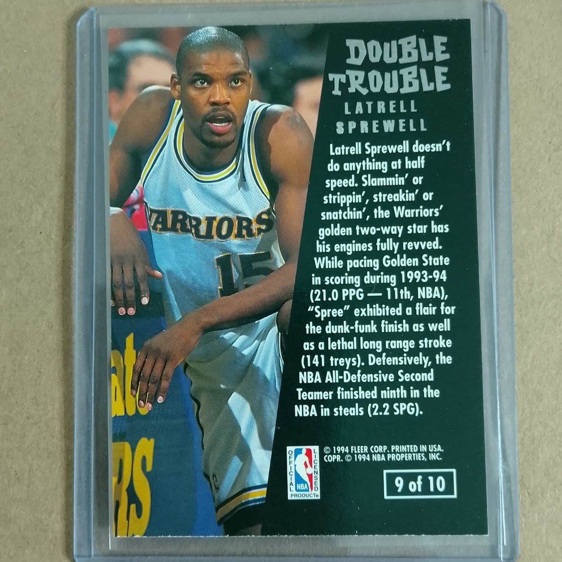 Latrell Sprewell 1994 Fleer Ultra 94-95 Double Trouble 9 of 10 NBA Basketball Golden state Warriors good +