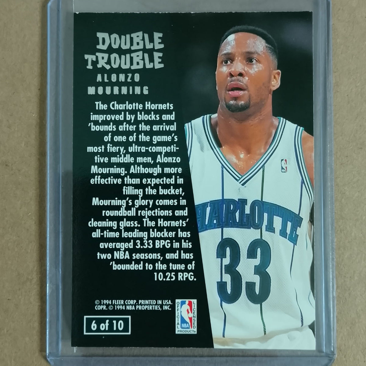 Alonzo Mourning 1994 Fleer Ultra 94-95 Double Trouble 6 of 10 NBA Basketball Charlotte Hornets vgc