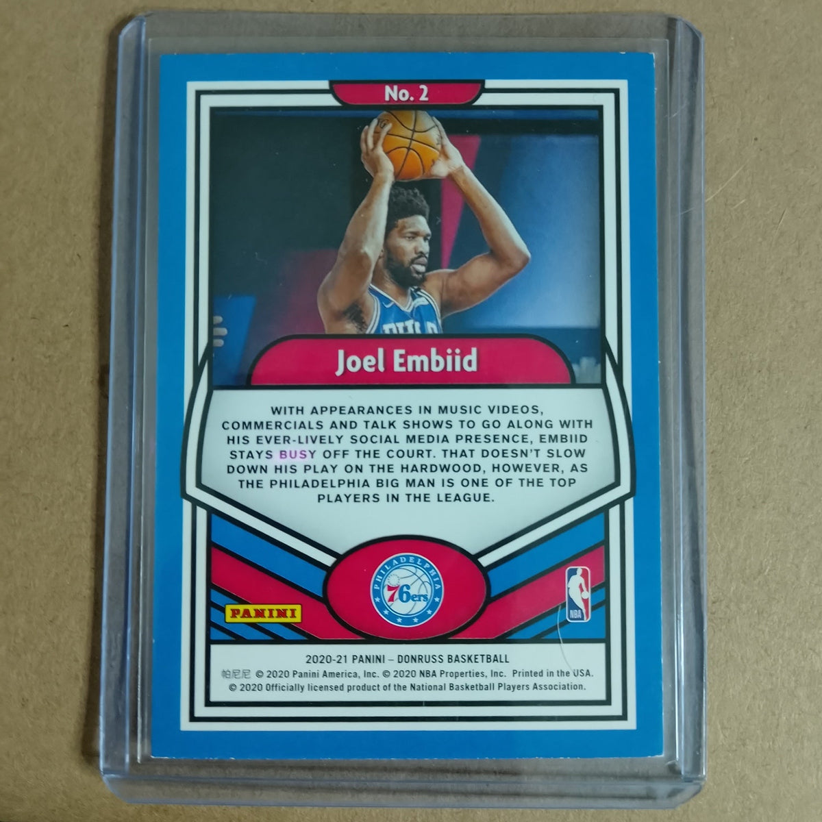 Joel Embiid 2020-21 Panini Donruss complete players #2 NBA Basketball Philadelphia 76ers Excellent sleeved
