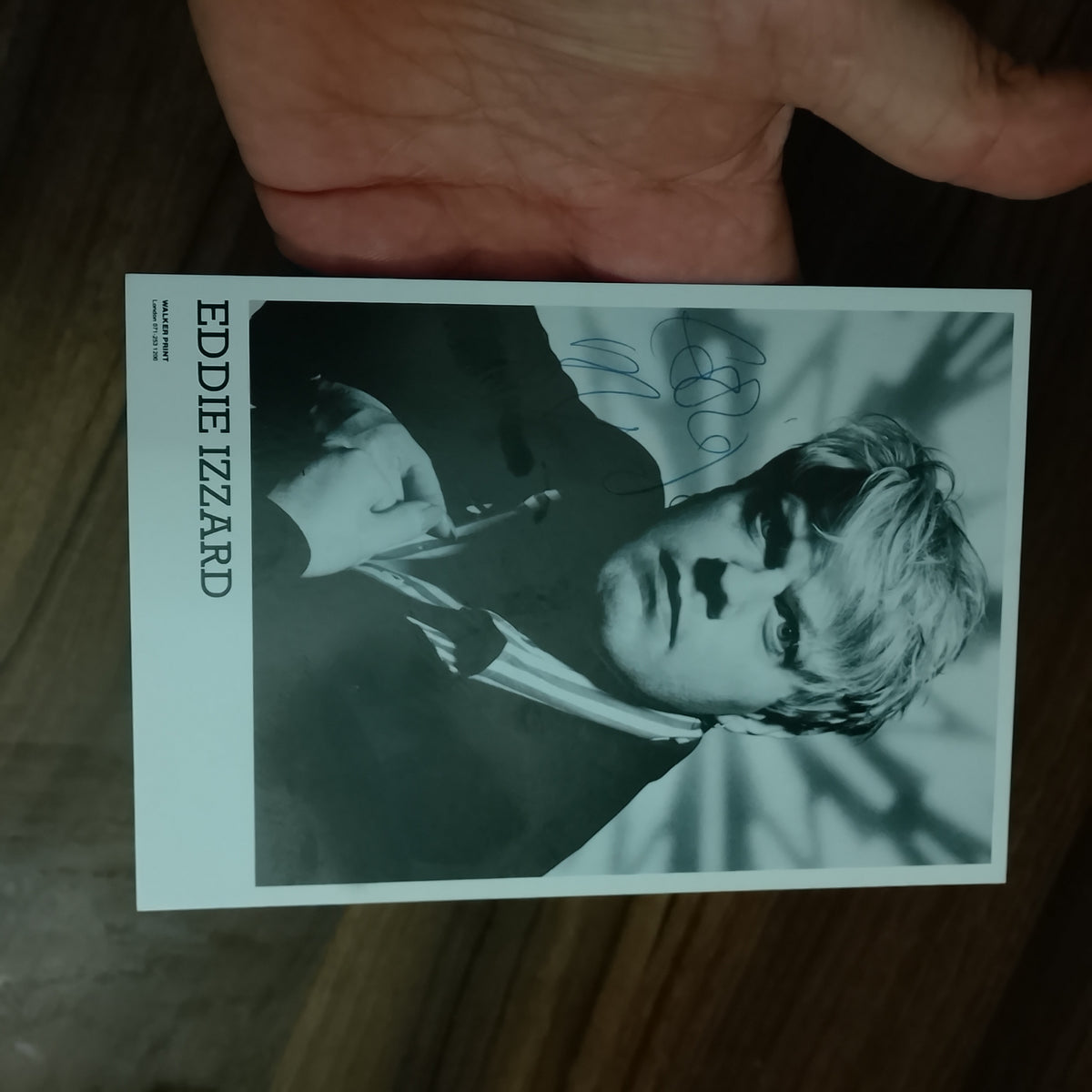 Eddie Izzard hand signed Agency publicity photograph card nice early example