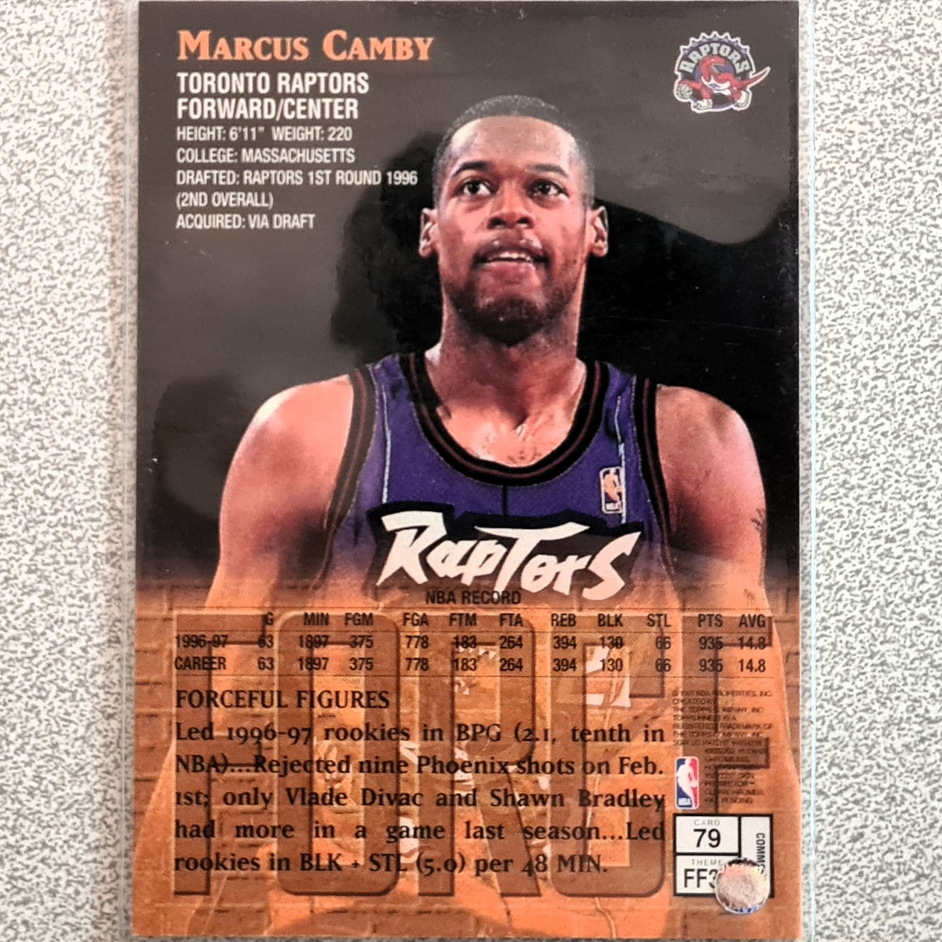 Marcus Camby 1997 Topps Finest Force #79 NBA Basketball Toronto Raptors excellent
