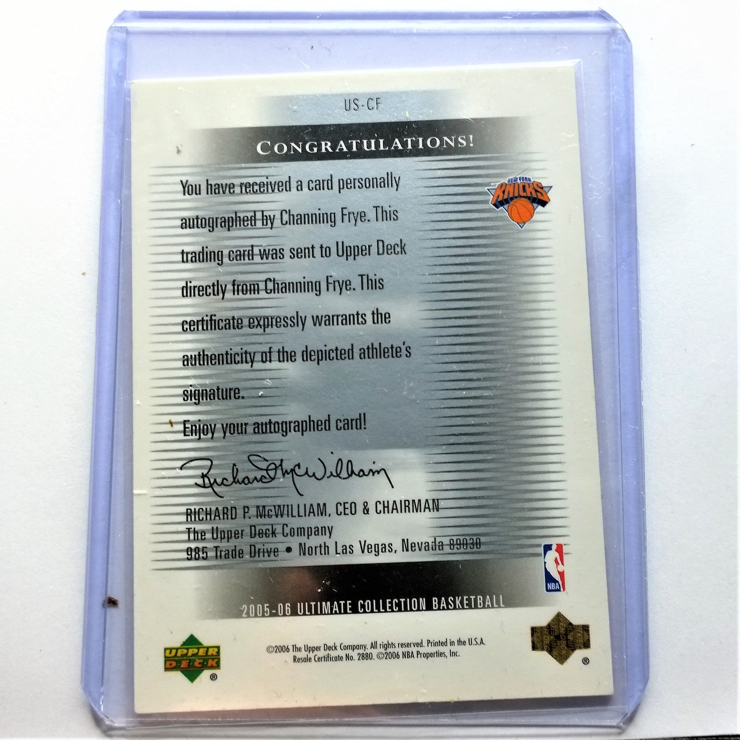 Channing Frye 2006 Upper-Deck NBA Basketball US-CF ultimate signatures rookie card New York Knicks VGC + sleeved