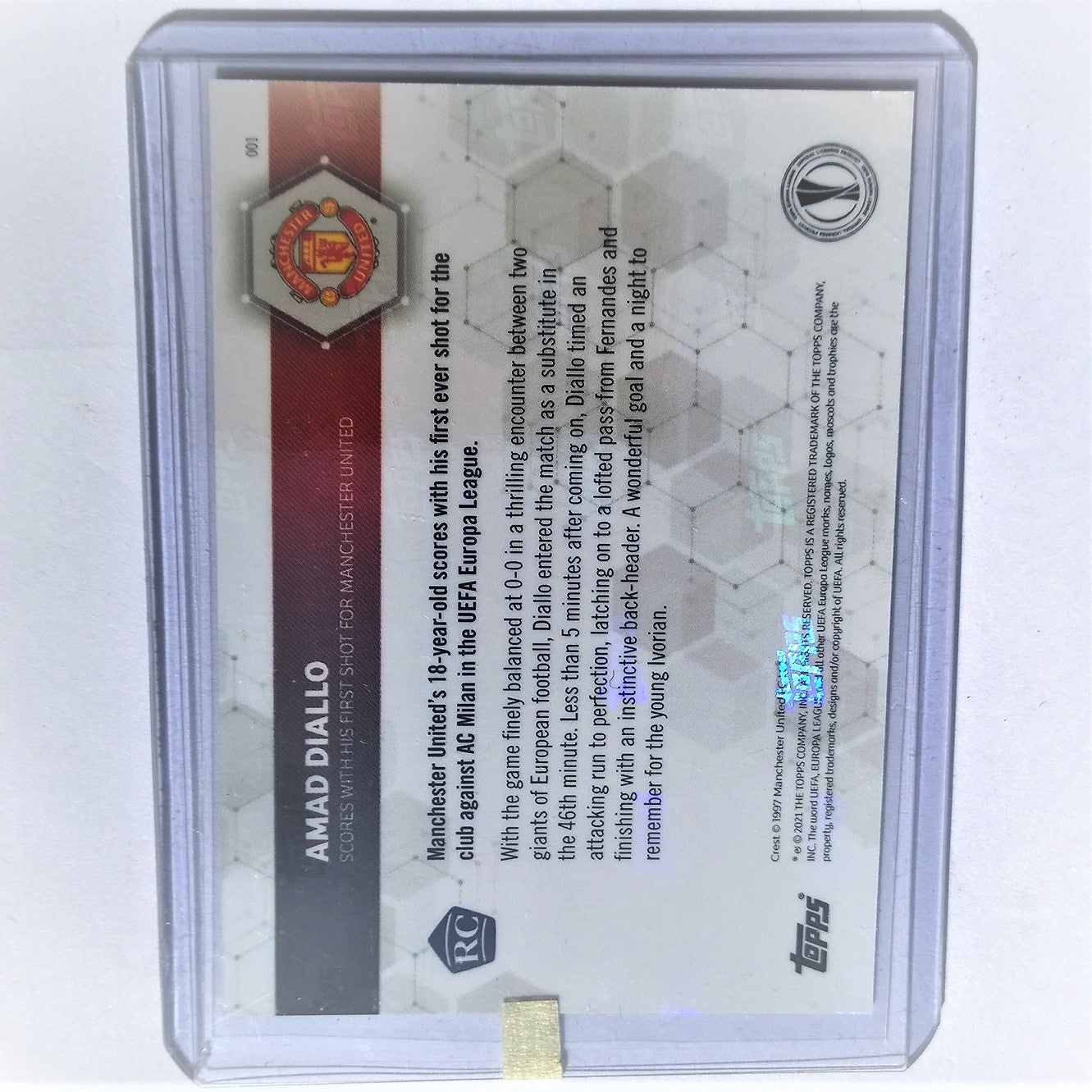 Amad Diallo 2021 Topps Now Uefa Soccer #001 Rookie Card Manchester United Mint im Etui