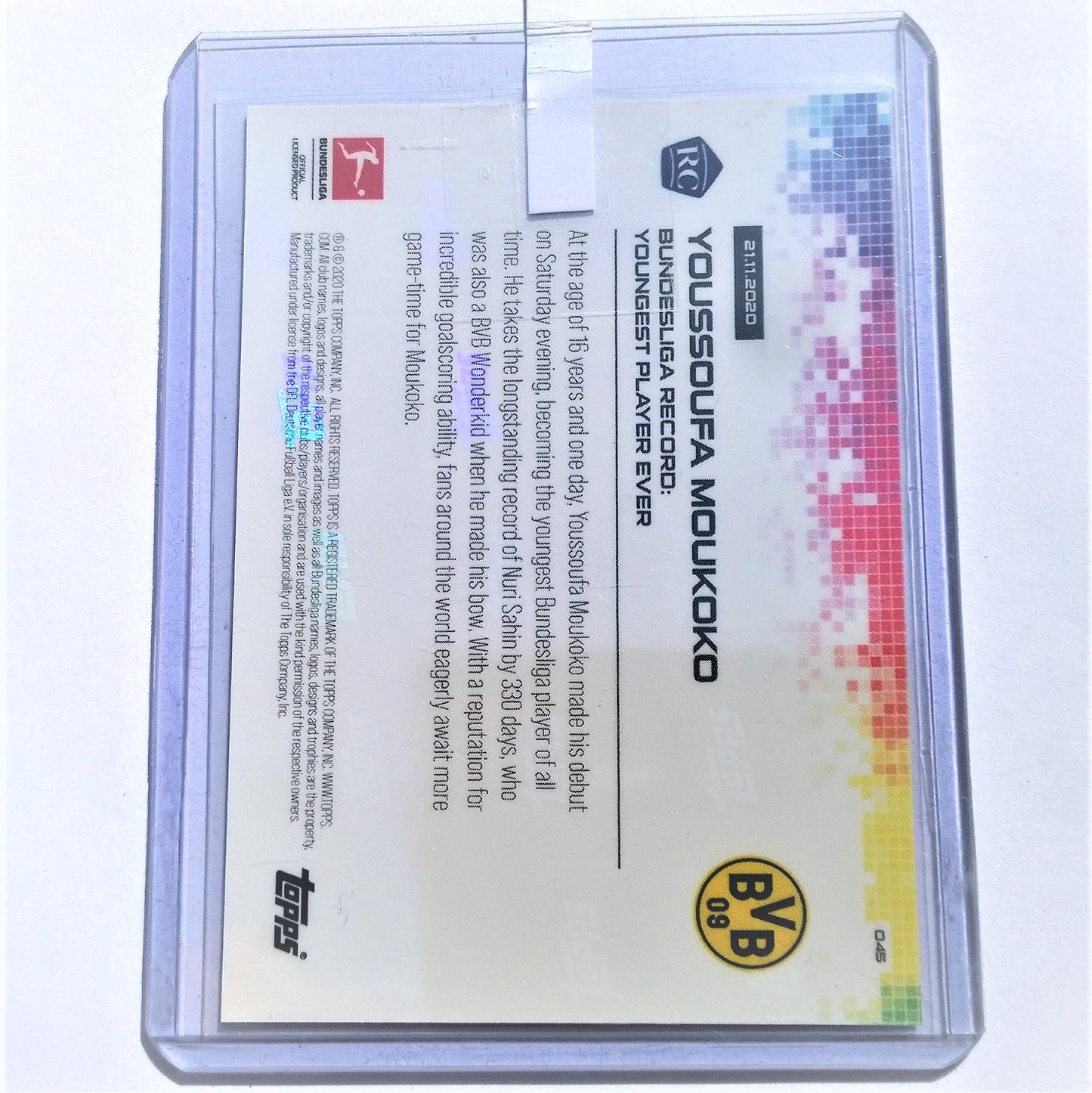 Youssoufa Moukoko 2020 Topps Now Bundesliga Soccer #45 Rookie-Karte Borussia Dortmund Mint im Etui