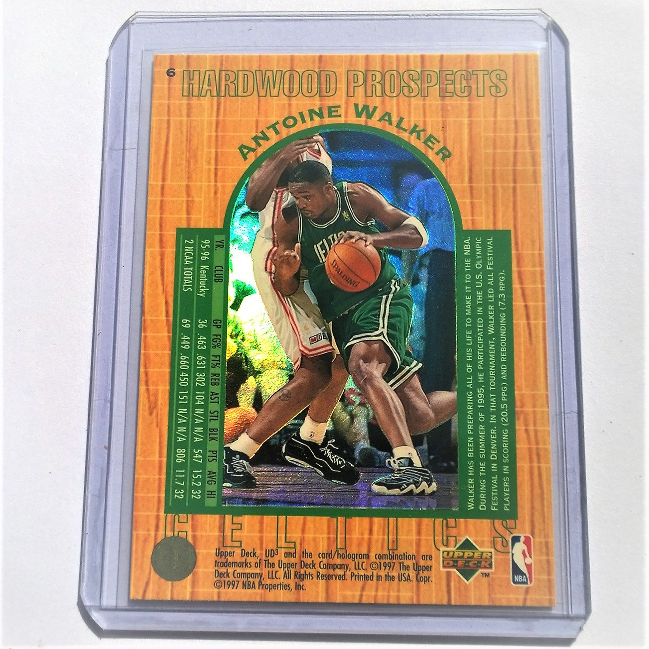 Antoine Walker 1997 Upper-Deck #6 Hardwood prospects Rookie card Boston Celtics mint sleeved in case