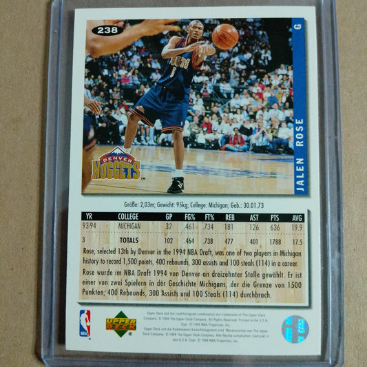 Jalen Rose 1994 Upper-Deck collectors choice rookie #238 NBA Denver Nuggets Excellent