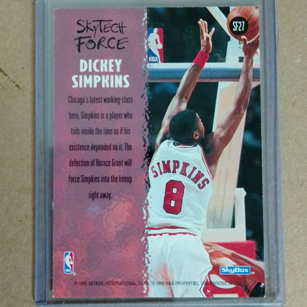 Dickey Simpkins 1996 Skybox Skytech SF27 NBA Basketball Chicago Bulls Excellent Sleeved