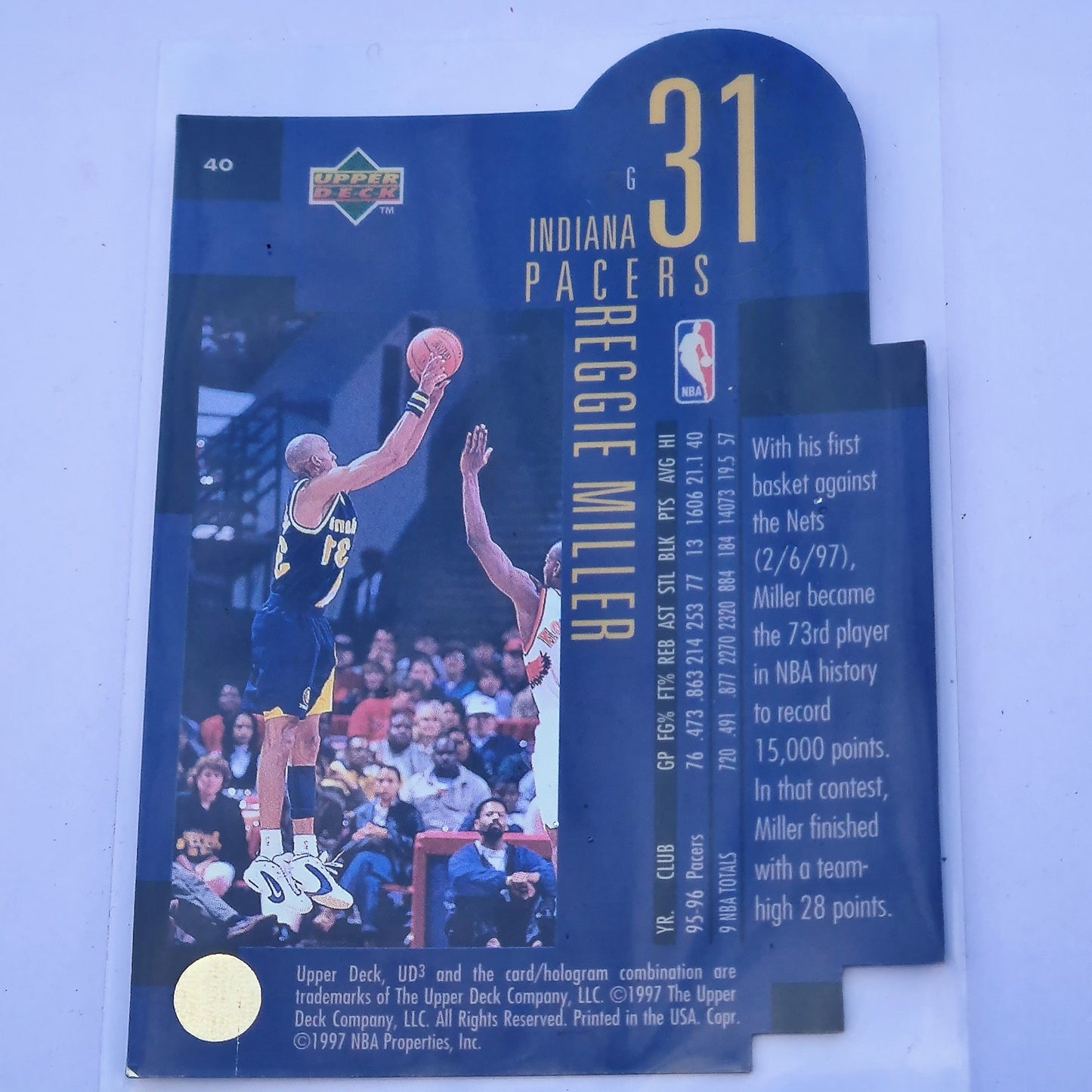 Reggie Miller 1997 Upper UD3 Star Focus NBA Basketball #40 Indiana Pacers n/mint Sleeved