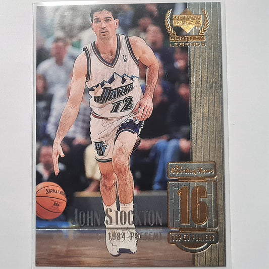 John Stockton 1999 Upper Deck Century Legends #16 Top 50 players NBA Basketball Utah Jazz Mint Sleeved