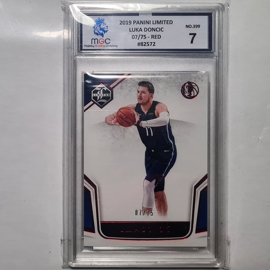 2019-20 Luka Doncic  Panini Chronicles Limited Red 07/75 card #3 Dallas Mavericks MGC 7 GRADED SLABED