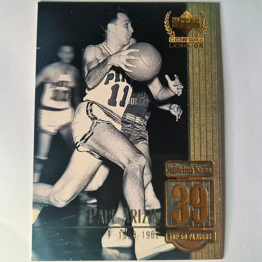 Paul Arizin 1999 Upper Deck Century Legends #39 Top 50 players NBA Basketball Philadelphia Warriors Mint Sleeved