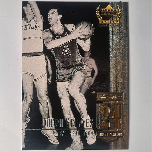 Dolph Schayes 1999 Upper Deck Century Legends #24 Top 50 players NBA Basketball Philadelphia 76ers Mint Sleeved