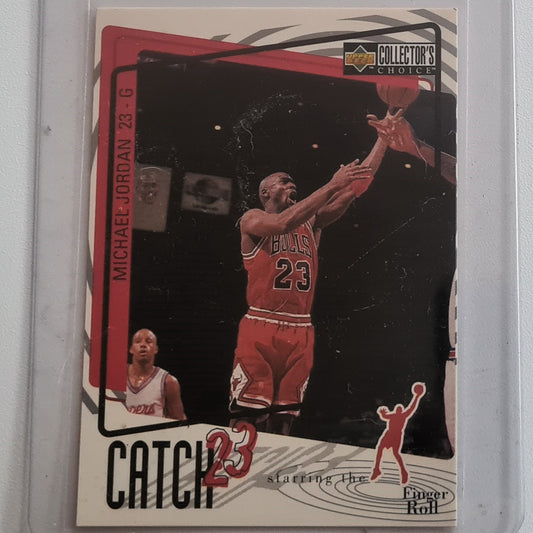 Michael Jordan 1997 Upper Deck Catch 23 Finger Roll #187 NBA Basketball Chicago Bulls VGC + Sleeved