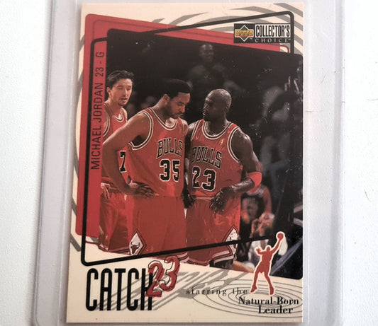 Michael Jordan 1997 Upper Deck Catch 23 Natural Born Leader #195 NBA Basketball Chicago Bulls VGC + Sleeved