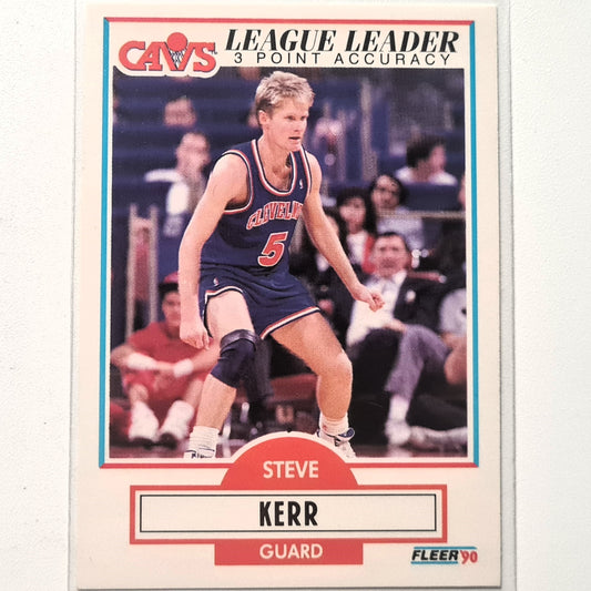 Steve Kerr 1990 Fleer #34 NBA Basketball Cleveland Cavaliers league leaders superb Sleeved