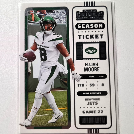 Elijah Moore 2022 Panini Contenders football season ticket #91 NFL New York Nets Superb sleeved