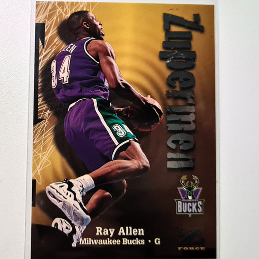 Ray Allen 1998 Skybox Z-Force Zupermen #198 NBA Basketball Milwaukee Bucks Superb sleeved