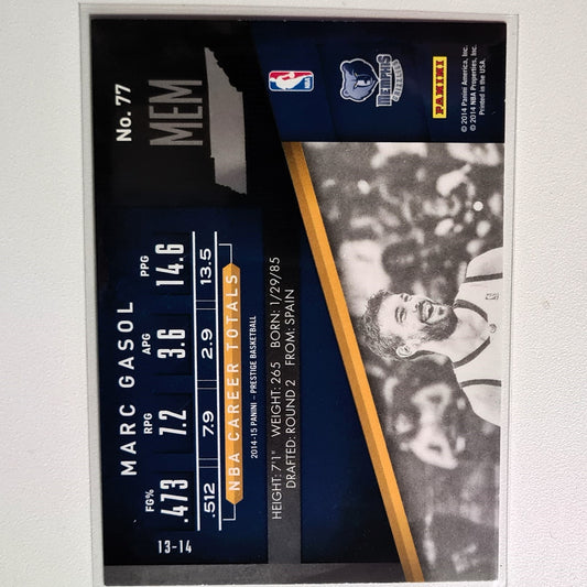 Marc Gasol 2014-15 Panini Prestige #77 NBA Basketball Memphis Grizzlies Very Good sleeved